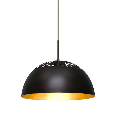 Besa Lighting Gordy Cord Pendant, Dark Bronze with Gold Reflector, Bronze, 1x9W LED 1JT-GORDY-LED-BR